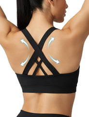 Sports Bra for Women, Criss Back Medium Support Workout Bras with Yoga Gym
