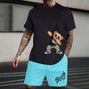 Bear Harajuku T-Shirt Men's Summer Loose Daily Couple Suit Outdoor Suit