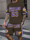 Men's Sports Short Sleeve Top Shorts Set Plus Size Breathable Basketball Sports