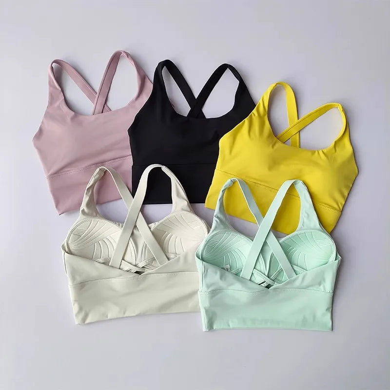 Women's Shock-Absorbing Yoga Sports Bra Summer Fitness Gathered Breasts