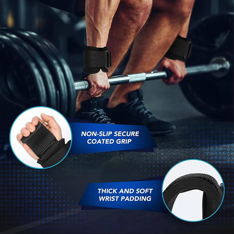 Weight Lifting Hook Grips With Wrist Wraps Hand-Bar Wrist Strap Gym Fitness Hook