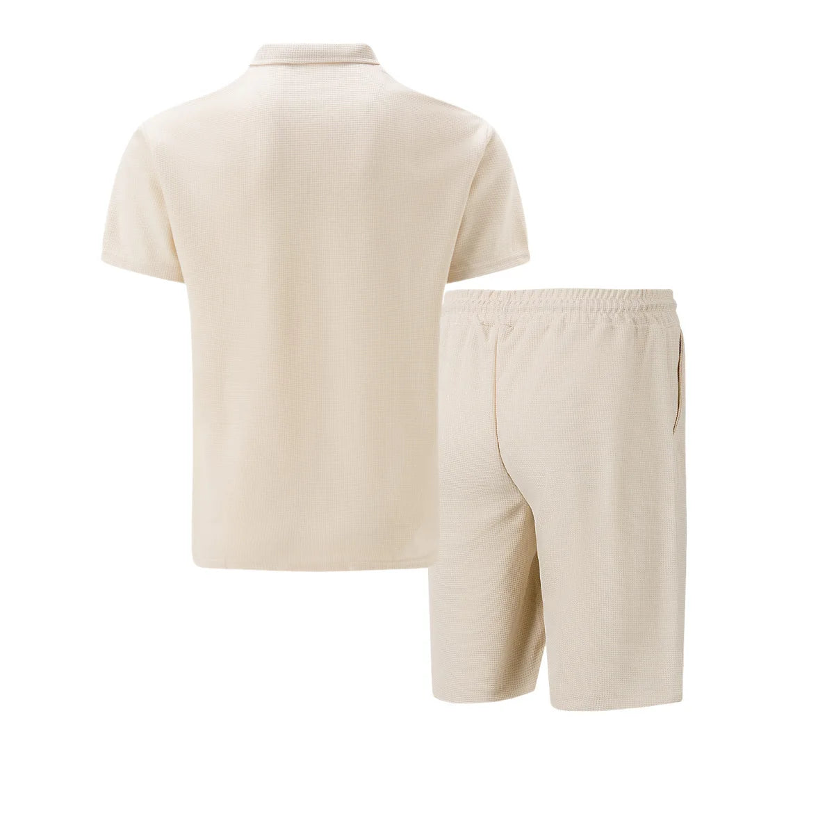 Men Europe and the United States new summer Waffle solid color zip-up sets
