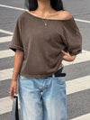 Loose Fit One Shoulder Short Sleeve T-Shirt For Women