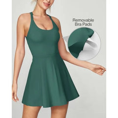 Heathyoga Tennis Dress with Built in Shorts and Bra Athletic Dress for Women