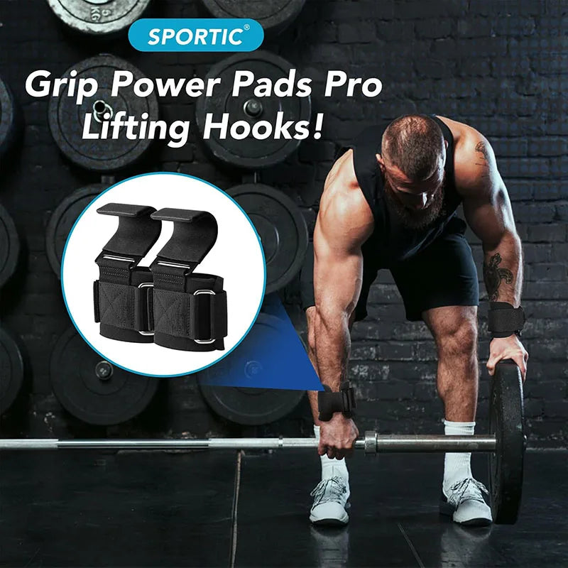 Weight Lifting Hook Grips With Wrist Wraps Hand-Bar Wrist Strap Gym Fitness Hook