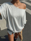 Loose Fit One Shoulder Short Sleeve T-Shirt For Women