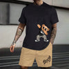 Bear Harajuku T-Shirt Men's Summer Loose Daily Couple Suit Outdoor Suit