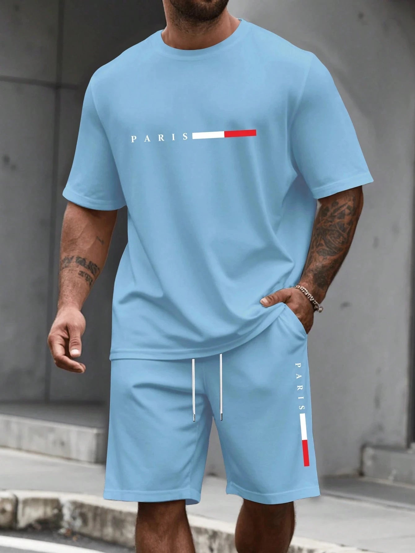 Men's Tracksuit 2 Piece O-neck Short Sleeve Shirt Shorts Set Men's Clothing