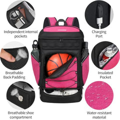 Basketball Backpack Bag Large Sports Bag with Separate Ball holder and Shoes