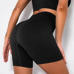 Seamless Knitted Sports Shorts Casual High Waist Push Up Cycling Shorts Fitness