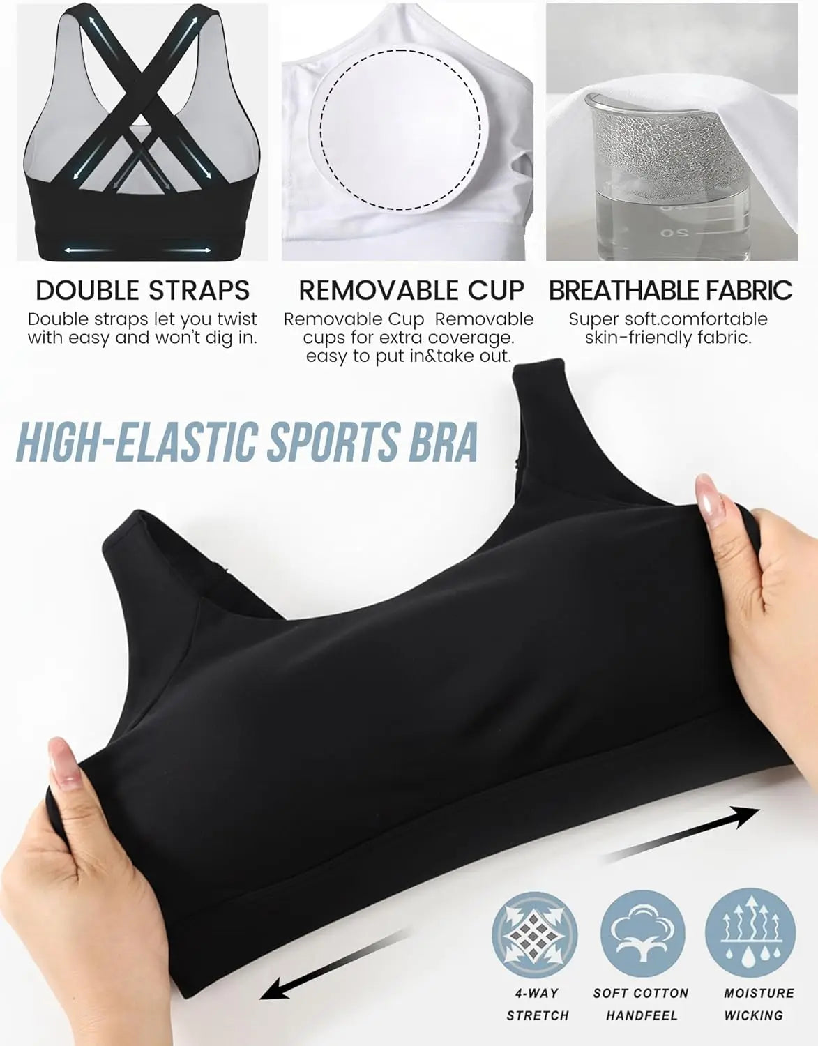 Sports Bra for Women, Criss Back Medium Support Workout Bras with Yoga Gym
