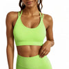 Women's Fitness Two-Piece Set - Seamless Cross Back Sports Tank Top