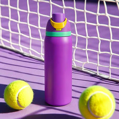 Owalaa purple 32oz/945ml stainless steel insulated water bottle with straw outdoor