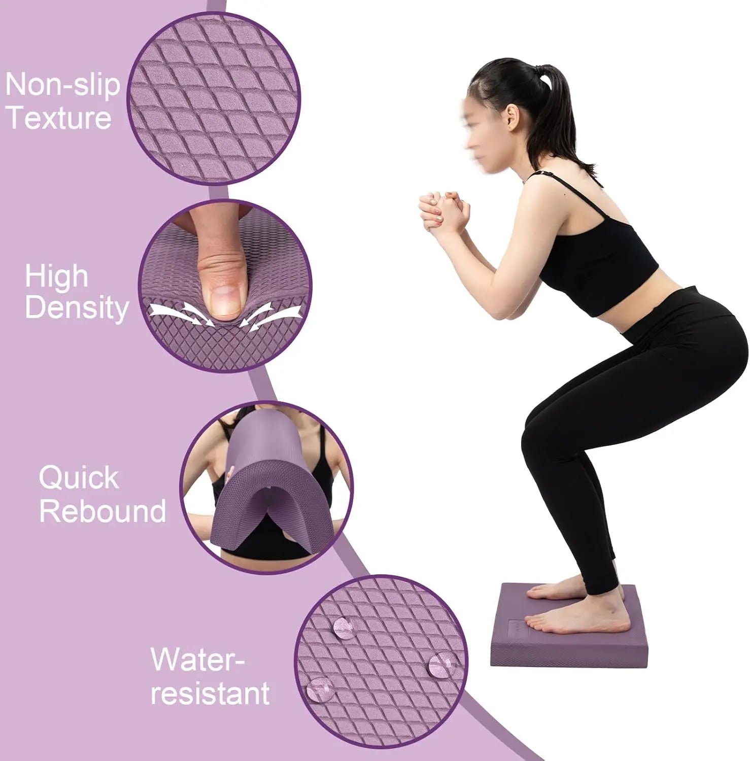 High-Density TPE Foam Balance Pad for Exercise, Physical Therapy, Yoga