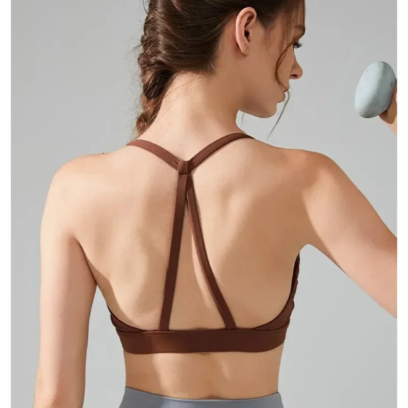 Women's Sexy Back Sports Bra Top Push-Up Yoga Underwear Fitness Crop Top Gym
