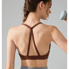 Women's Sexy Back Sports Bra Top Push-Up Yoga Underwear Fitness Crop Top Gym
