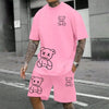 Bear Harajuku T-Shirt Men's Summer Loose Daily Couple Suit Outdoor Suit