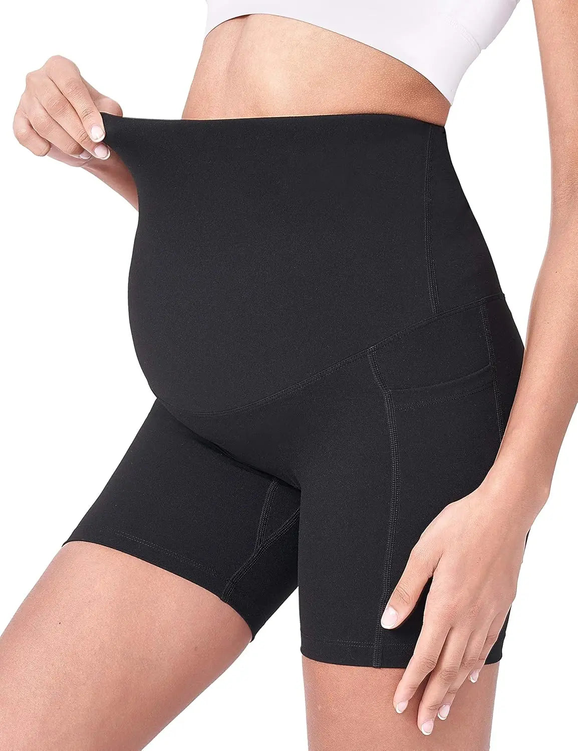 Women's Maternity Yoga Shorts Over Belly Bump Summer Workout Running Pants