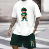 Bear Harajuku T-Shirt Men's Summer Loose Daily Couple Suit Outdoor Suit