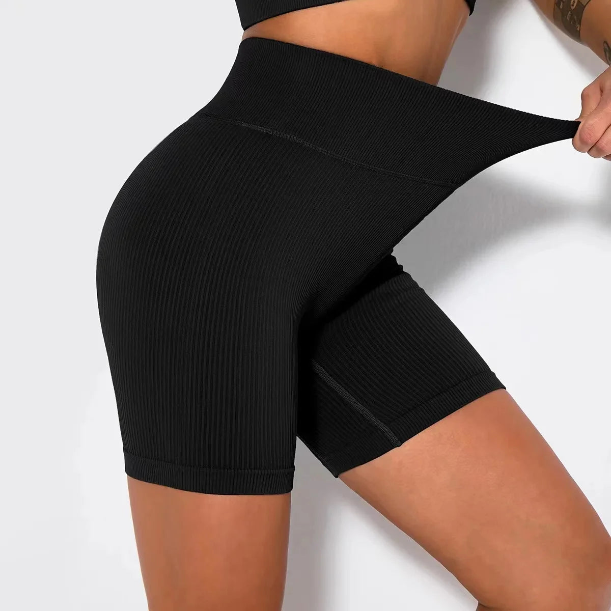 Seamless Knitted Sports Shorts Casual High Waist Push Up Cycling Shorts Fitness