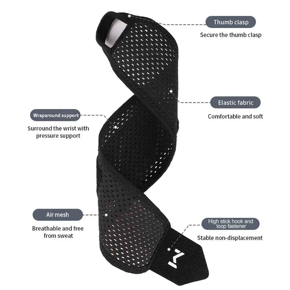 Breathable Wrist Support Brace for Gym/Work - Adjustable Compression