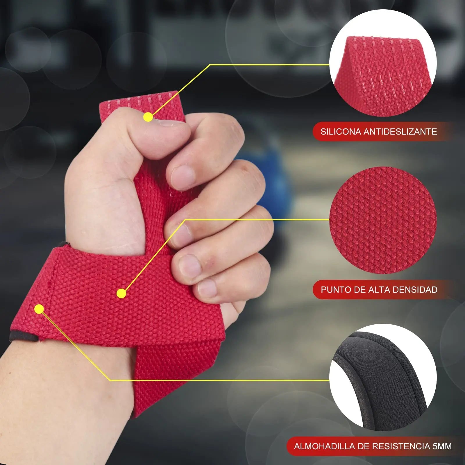 Weightlifting Wrist Straps Strength Training Adjustable Non-slip Gym Fitness