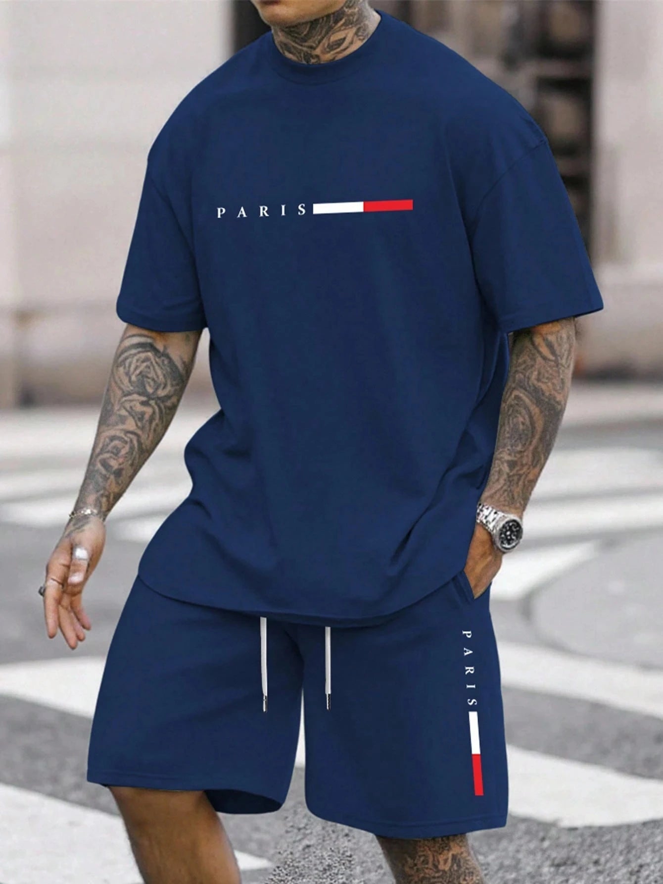 Men's Tracksuit 2 Piece O-neck Short Sleeve Shirt Shorts Set Men's Clothing