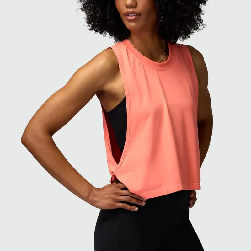 Women Solid Running Vest Fitness Crop Top Sleeveless Yoga Shirts Breathable