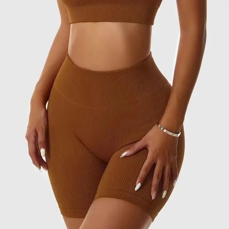 Seamless Knitted Sports Shorts Casual High Waist Push Up Cycling Shorts Fitness