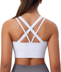 Sports Bra for Women Medium Support Criss Strappy Bras SeamlPadded Bras